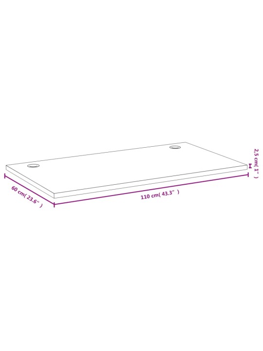 Kirjutuslaua plaat, 110 x 60 x 2,5 cm, bambus