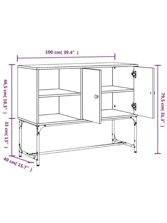 Puhvetkapp, hall sonoma tamm, 100 x 40 x 79,5 cm, tehispuit