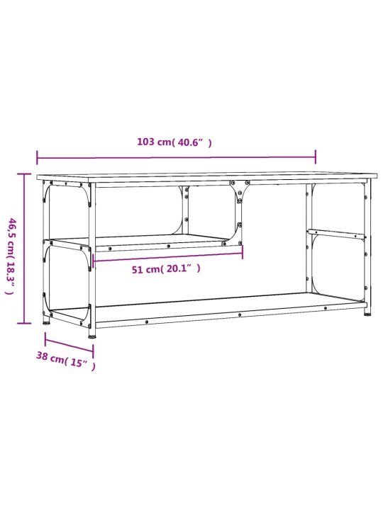 Telerikapp, hall sonoma tamm, 103x38x46,5 cm, tehispuit/teras