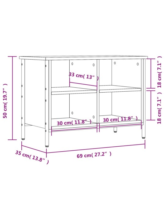 Jalatsikapp, hall sonoma tamm, 69 x 35 x 50 cm, tehispuit