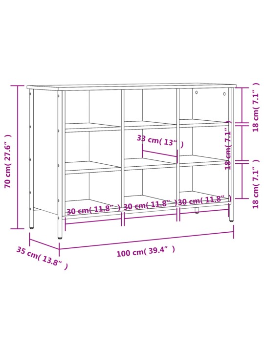 Jalatsikapp, hall sonoma tamm, 100 x 35 x 70 cm, tehispuit