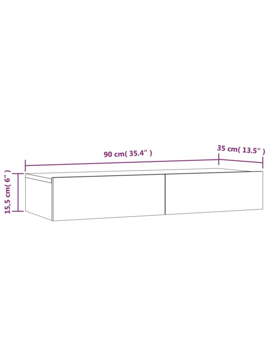 Telerialus LED-tuledega, betoonhall, 90x35x15,5 cm