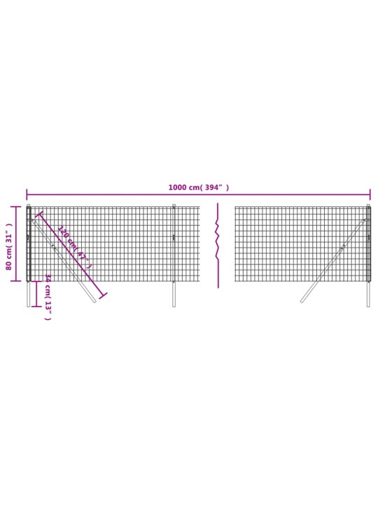 Traataed, roheline, 0,8 x 10 m, tsingitud teras