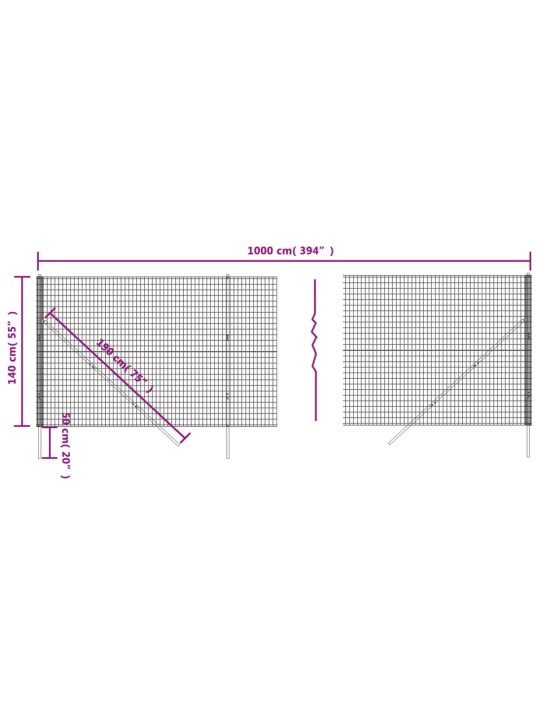 Traataed, roheline, 1,4 x 10 m, tsingitud teras