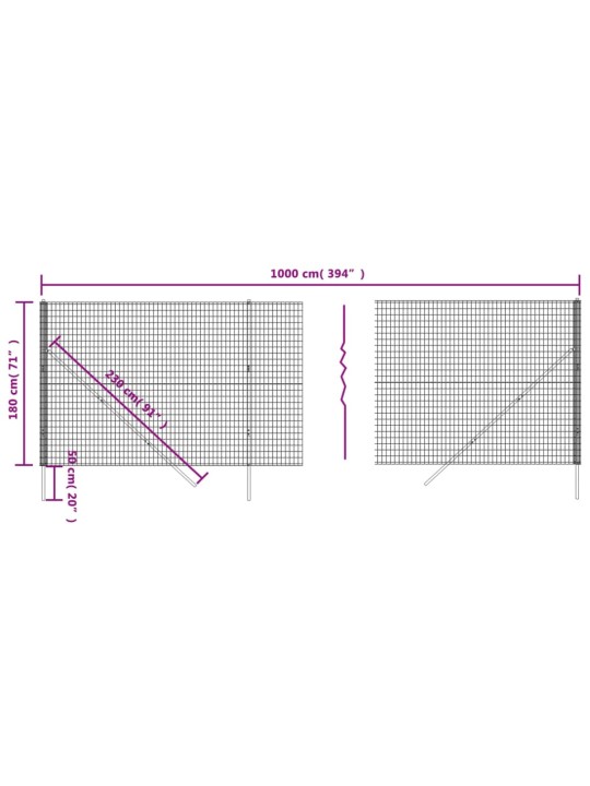 Traataed, roheline, 1,8 x 10 m, tsingitud teras