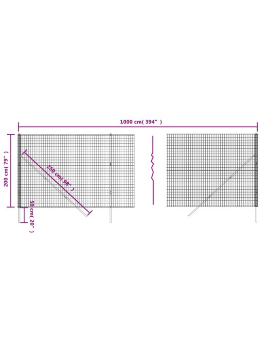 Traataed, roheline, 2 x 10 m, tsingitud teras