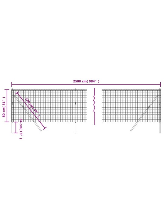 Traataed, roheline, 0,8 x 25 m, tsingitud teras