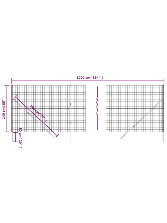 Traataed, roheline, 1,4 x 10 m, tsingitud teras