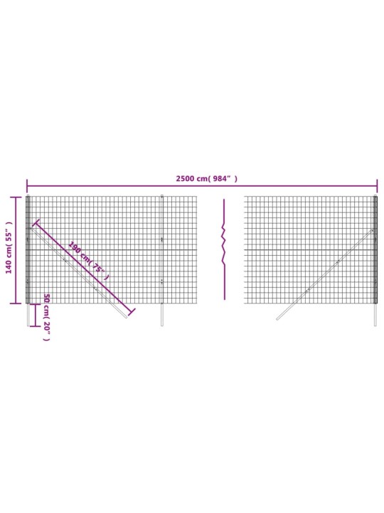 Traataed, roheline, 1,4 x 25 m, tsingitud teras