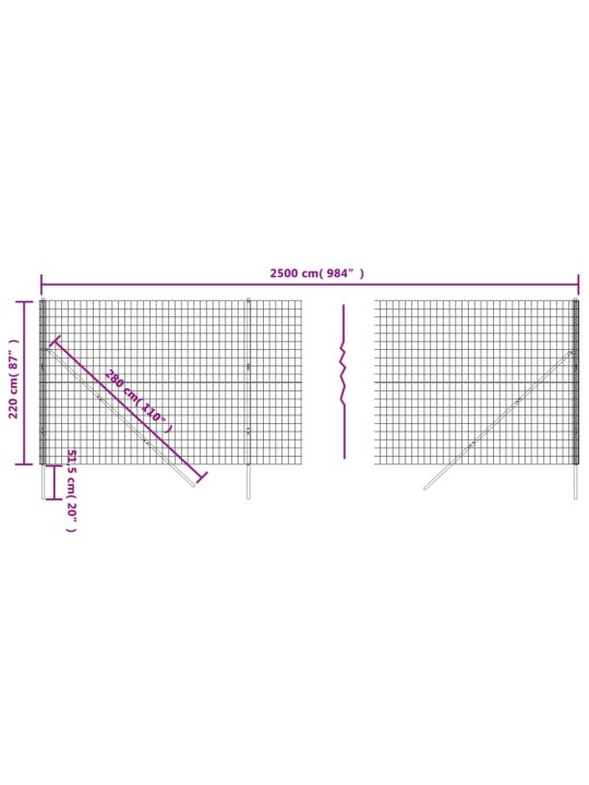 Traataed, roheline, 2,2 x 25 m, tsingitud teras