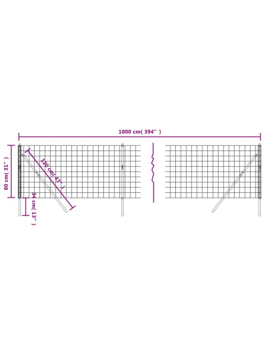 Traataed, roheline, 0,8 x 10 m, tsingitud teras