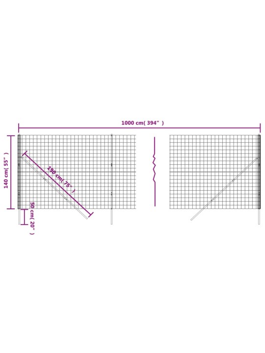 Traataed, roheline, 1,4 x 10 m, tsingitud teras