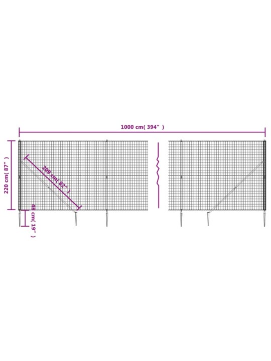 Traataed vaiadega, roheline, 2,2 x 10 m