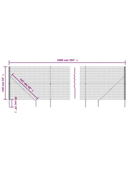 Traataed vaiadega, roheline, 1,4 x 10 m