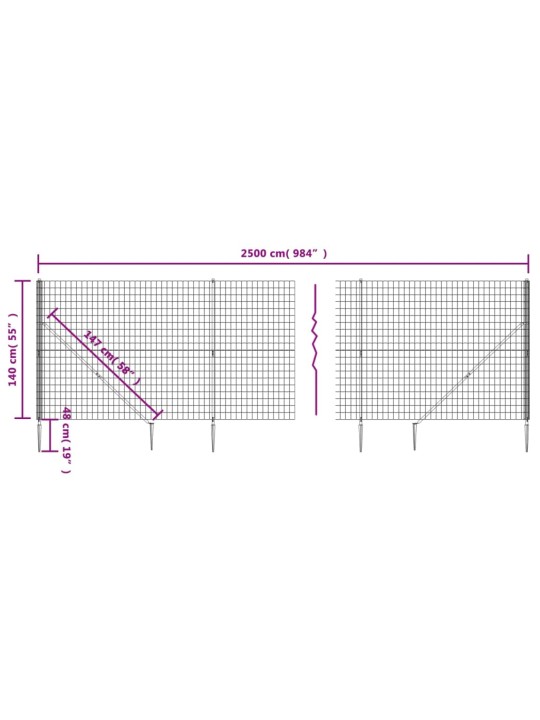 Traataed vaiadega, roheline, 1,4 x 25 m