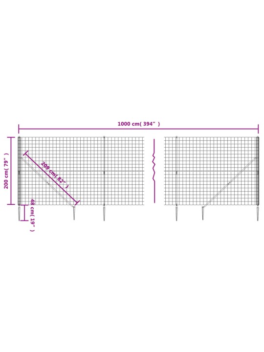 Traataed vaiadega, roheline, 2 x 10 m