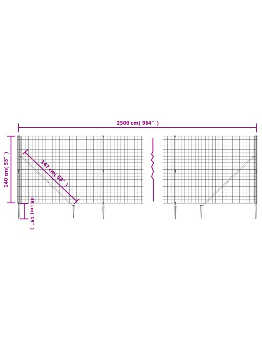 Traataed vaiadega, roheline, 1,4 x 25 m