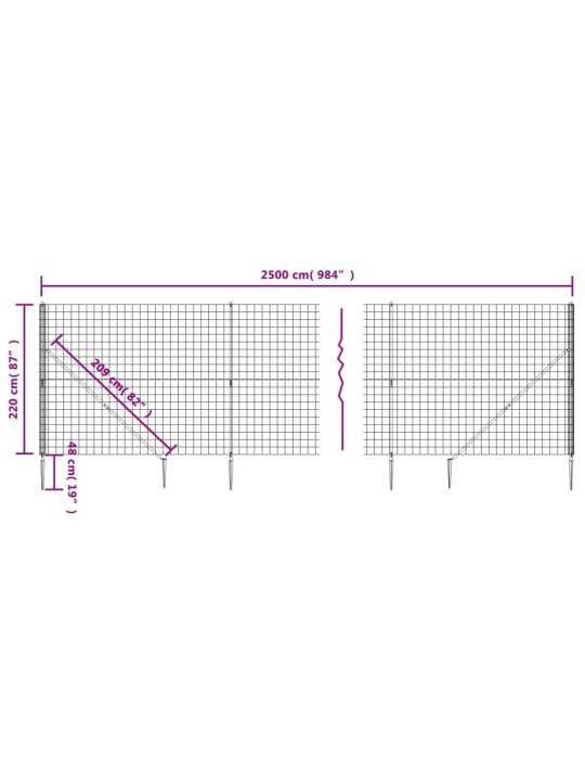 Traataed vaiadega, roheline, 2,2 x 25 m