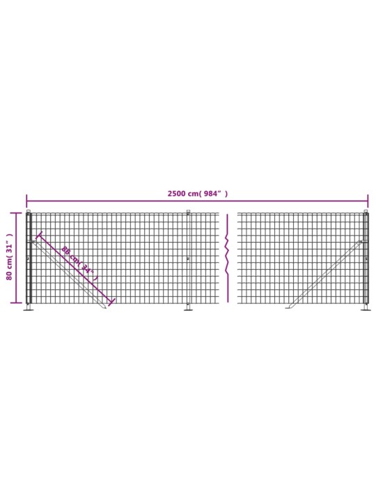 Traataed äärikuga, antratsiithall, 0,8x25 m