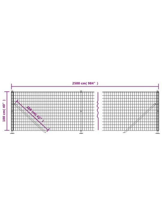 Traataed äärikuga, antratsiithall, 1 x 25 m