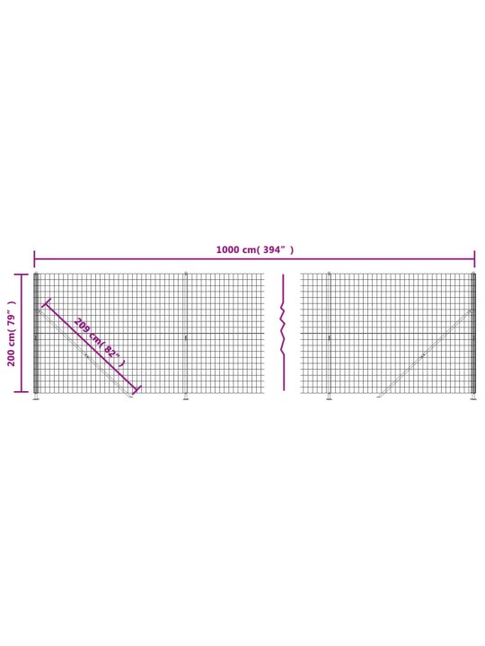 Traataed äärikuga, antratsiithall, 2x10 m