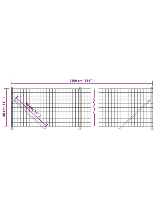 Traataed äärikuga, antratsiithall, 0,8x25 m