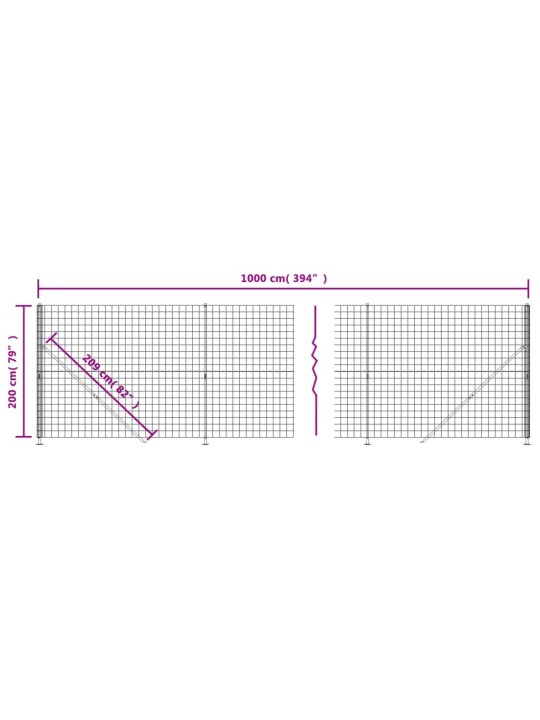 Traataed äärikuga, antratsiithall, 2x10 m