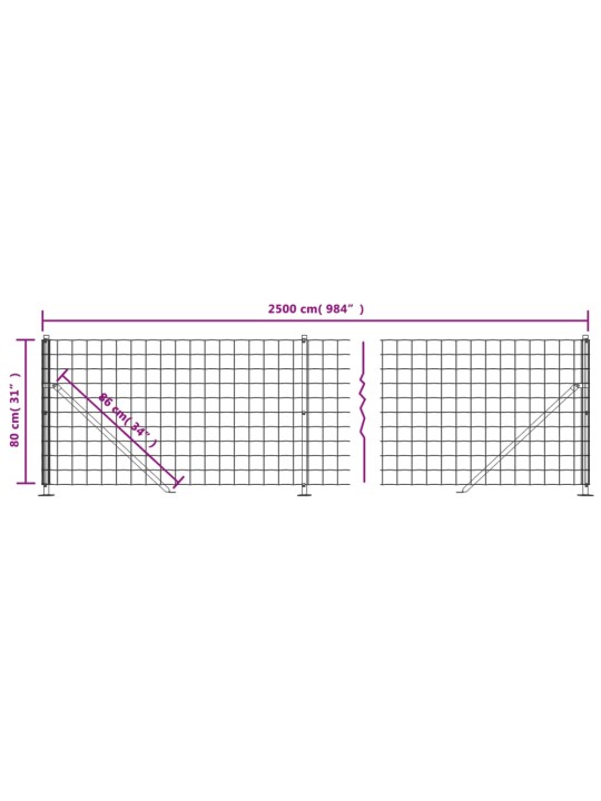 Traataed äärikuga, antratsiithall, 0,8x25 m