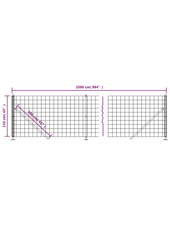 Traataed äärikuga, antratsiithall, 1,1x25 m