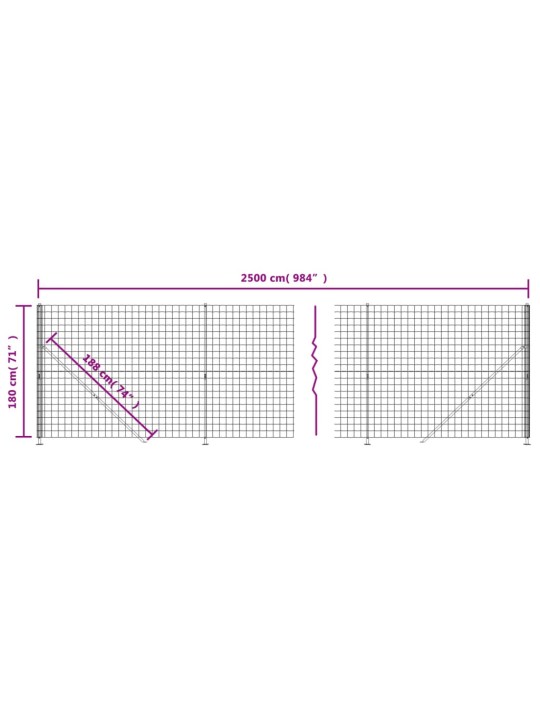 Traataed äärikuga, antratsiithall, 1,8 x 25 m