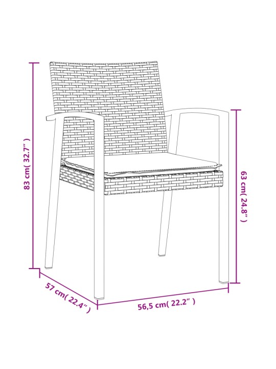 Aiatoolid patjadega 2 tk, pruun, 56,5 x 57 x 83 cm, polürotang