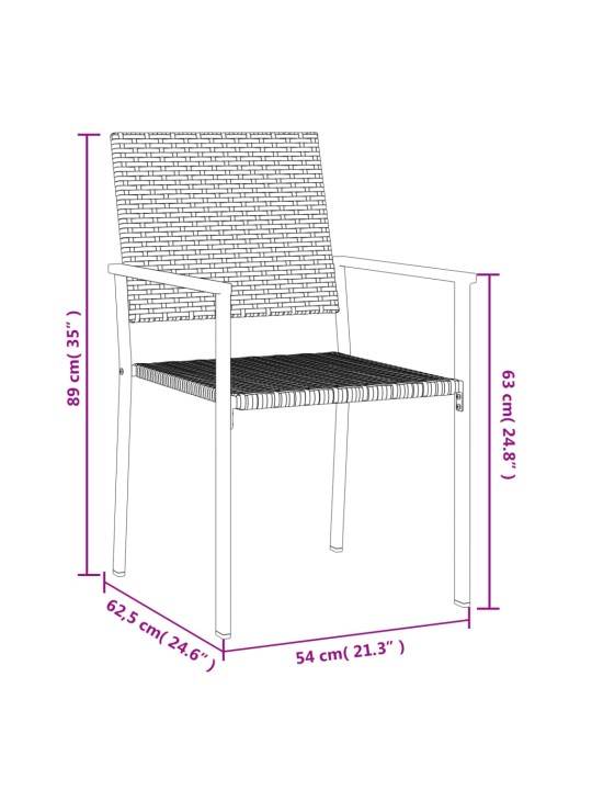 Aiatoolid 2 tk, must, 54 x 62,5 x 89 cm, polürotang