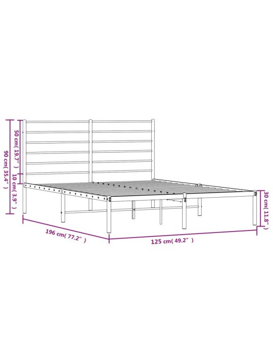 Metallist voodiraam peatsiga, must, 120x190 cm