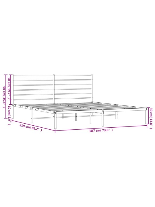 Metallist voodiraam peatsiga, must, 183x213 cm