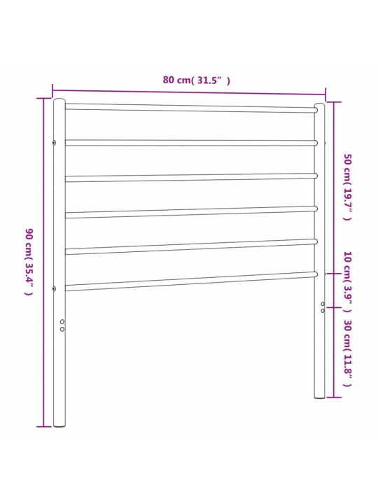 Metallist voodipeats, must, 75 cm