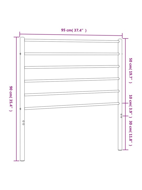 Metallist voodipeats, must, 90 cm