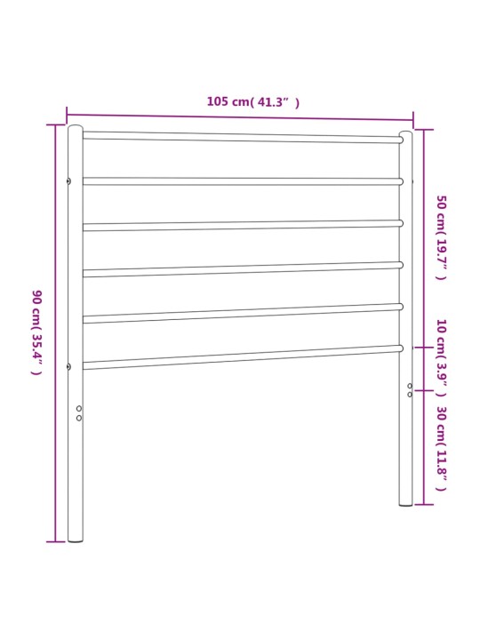 Metallist voodipeats, must, 100 cm