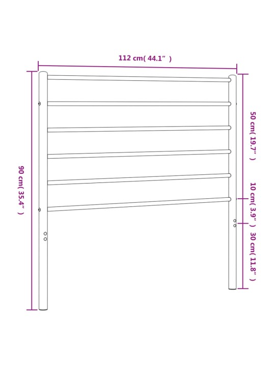 Metallist voodipeats, must, 107 cm