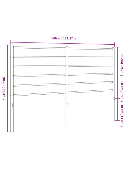 Metallist voodipeats, must, 140 cm