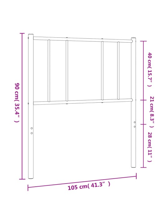 Metallist voodipeats, valge, 100 cm