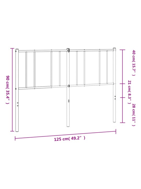 Metallist voodipeats, valge, 120 cm