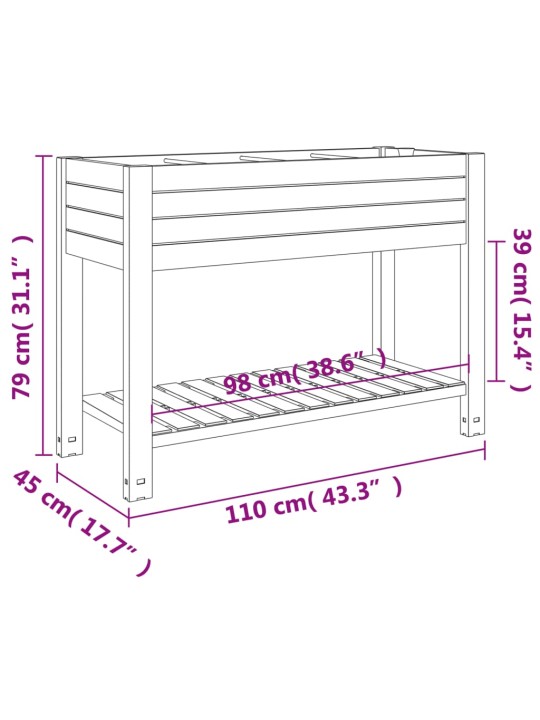 Kõrgendatud aia taimelava, helepruun, 110 x 45 x 79 cm