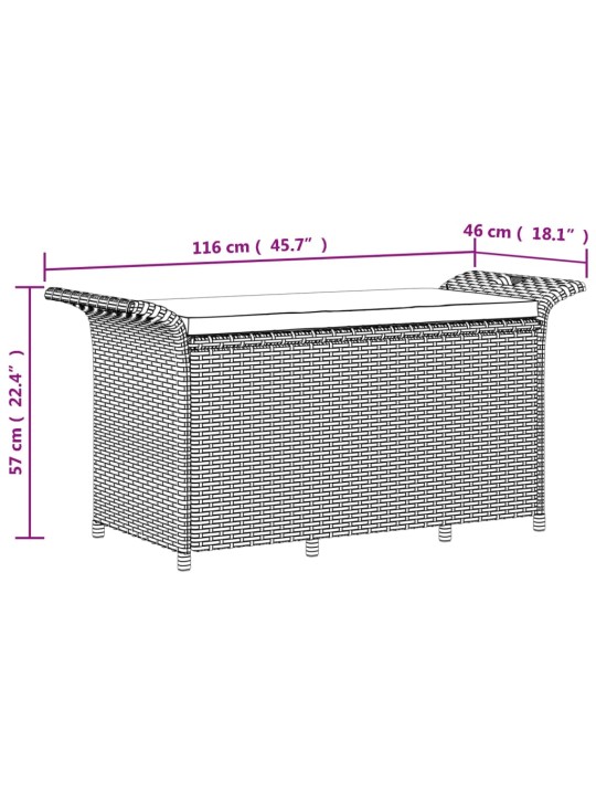 Aiapink istmepadjaga, hall, 116 x 46 x 57 cm, polürotang