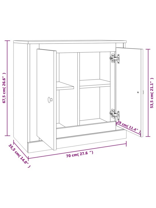 Puhvetkapp, hall sonoma tamm, 70 x 35,5 x 67,5 cm, tehispuit