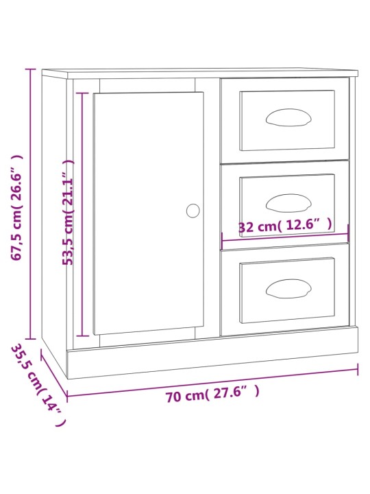 Puhvetkapp, must, 70 x 35,5 x 67,5 cm, tehispuit