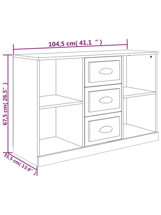 Puhvetkapp, betoonhall, 104,5 x 35,5 x 67,5 cm, tehispuit