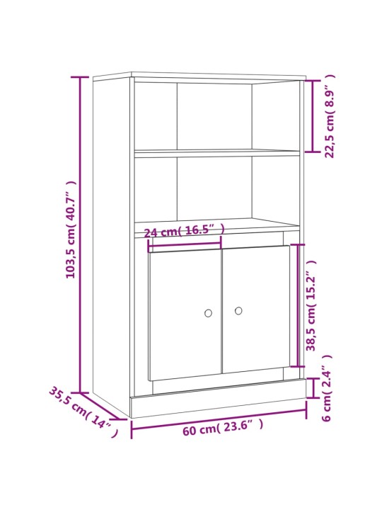 Kõrge kapp, hall sonoma tamm, 60 x 35,5 x 103,5 cm, tehispuit