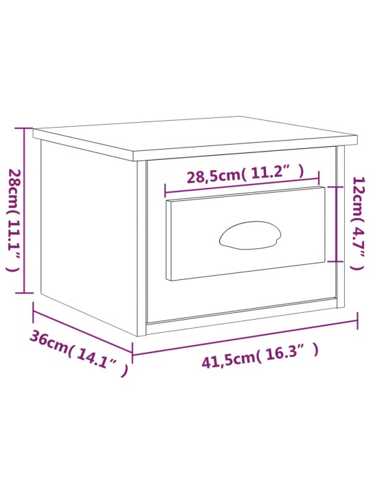 Seinale kinnitatavad öökapid 2 tk, hall sonoma tamm, 41,5x36x28