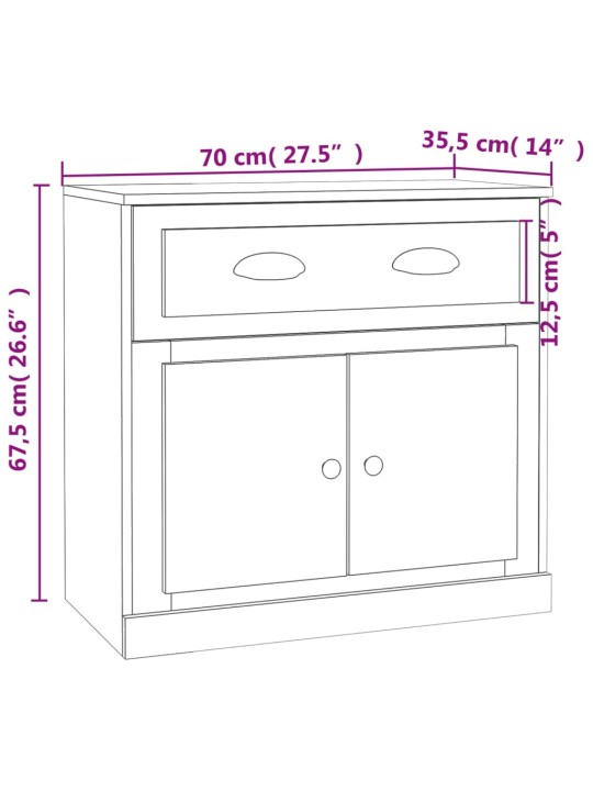 Puhvetkapp, valge, 70 x 35,5 x 67,5 cm, tehispuit