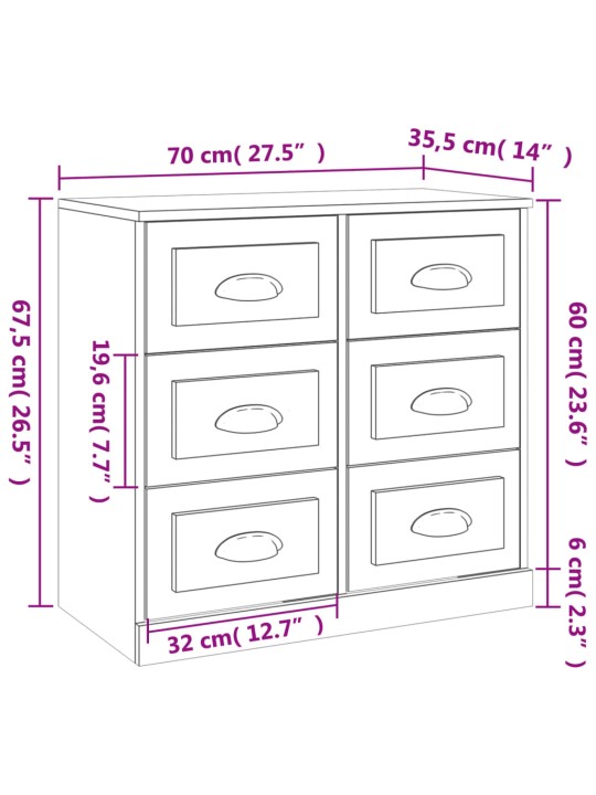 Puhvetkapp, hall sonoma tamm, 70 x 35,5 x 67,5 cm, tehispuit